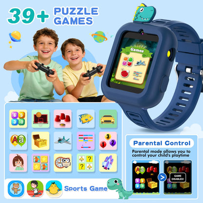 MOFGDNI Smart Watch for Kids with 39 Puzzle Games - HD Touch Screen Kids Watch, Camera, Music Player, Alarm Clock, Calculator, Pedometer, Flashlight, Puzzle Game for 3-12 Year Old Gifts for Boys