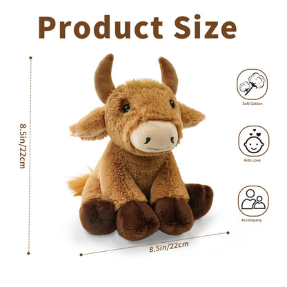 Hideekoog Bull Stuffed Animal Toys, 8.5 Inch Soft and Cuddly Bull Plush Animals Toy, Cute and Realistic Stuffed Animals Gifts for Boys and Girls Soft Toy for Kids
