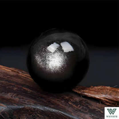 WHNKFB 6mm 100PCS Natural Silver Sheen Obsidian Round Beads, Metallic Luster Loose Gemstone Beads for Jewelry Making Craft - 4mm 6mm 8mm 10mm Options with Free Elastic Cord