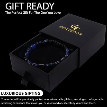 GT collection Flat Bead Bracelet, Gemstone Adjustable Bracelets for Men - Beaded Energy Bracelet for Relaxation and Peace, Handcrafted Men's Jewelry Gifts for Men