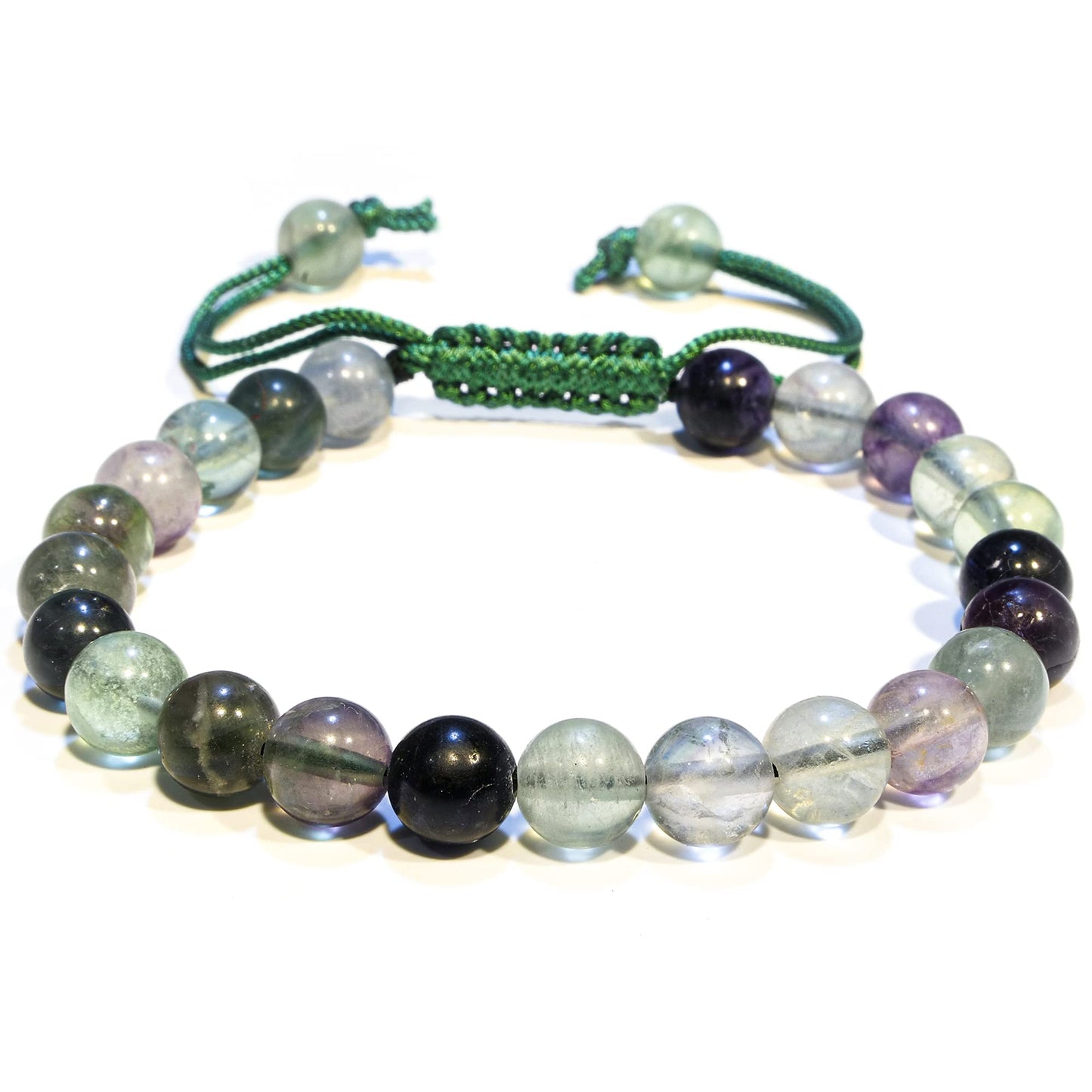 ANAYA AGATE Healing Crystal Bracelet – Chic Gemstone Bracelet for Men and Women – 8mm Round Bead Bracelets for Spiritual Healing, Protection, Positive Energy - Multi Fluorite