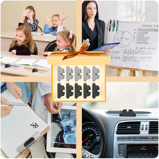 OUTXE 10-Pack Magnetic & Adhesive Pen Holder with Dual Slots - Easy Organize & Access Pencil, Pen, Marker- Perfect for Desk, Wall, Refrigerator, Whiteboard, Clipboard