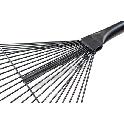 Bully Tools Heavy Duty Metal Leaf Rake - 24 High Carbon Spring Steel Tines with Fiberglass Handle, Thatching and Wide Lawn Rake for Leaves, Yard Debris and Garden Tool, 100% Made in The USA, 24-Inch