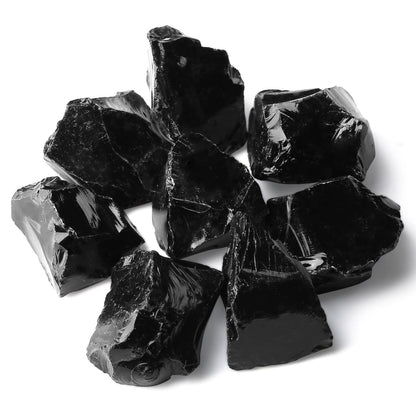 ZHIYUXI 2" Obsidian Crystal Raw Crystals Bulk Crystals and Stones Rough Natural Quartz Black Obsidian Stone Rocks for Tumbling Witchcraft Wire Wrapping Fountain Rocks Cabbing Room Decor 4Pcs