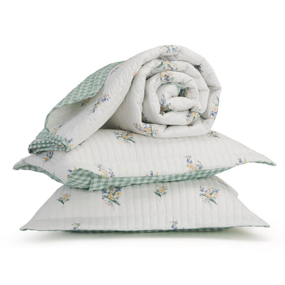 Bedsure Floral Quilt Queen Size - Reversible Botanical Floral Comforter, Spring Lightweight Bedspread Quilted Bedding, Soft Microfiber Coverlet for All Seasons (90"x96")