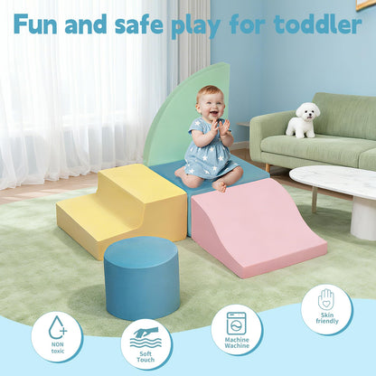MIND&ACTION 5-Piece Climbing Toys for 1 Year Old, Toddler Climbing Toys Indoor, Soft Play Set Baby Foam Climbing Blocks