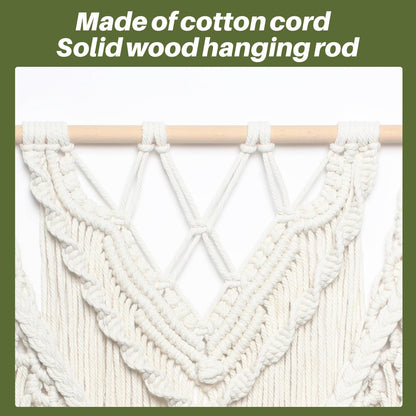 JONKASIPA Macrame Woven Wall Hanging, Bohemian Wall Decor Chic Woven Tapestry Handmade Crafts Tassel Lace Hanging Home Decor Perfect for Bedroom Living Room Apartment (Beige)