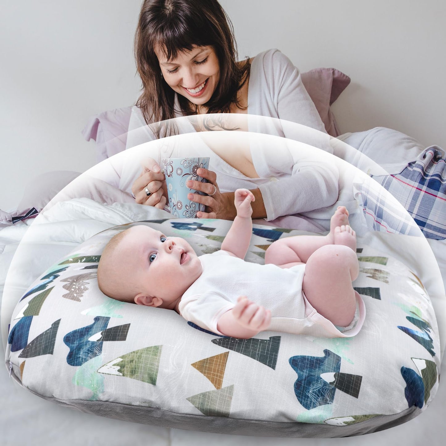 TANOFAR Newborn Lounger Cover, Baby Lounger Pillow Covers for Girls Boys, Removable Cover for Infant Lounger Pillow Cover, Breathable & Comfortable, Mountains