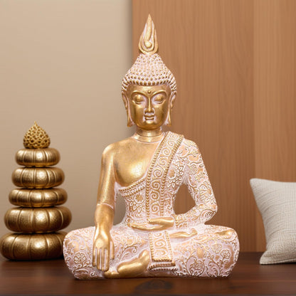 Swaite Golden Resin Buddha Statue7.87 Inch Serene Spiritual Art Piece, for Office Altar Collection to Enhance Focus & Mindfulness