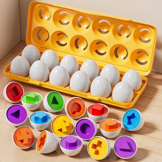 JUKUDAHU Matched Eggs Toddler Toys 1 2 3 4 Year Old - Shape Color Sorting Games, Kids Easter Eggs, Toddler Sensory Toys, Preschool Educational Boy Toy, Gifts for Baby 6-12 Months+