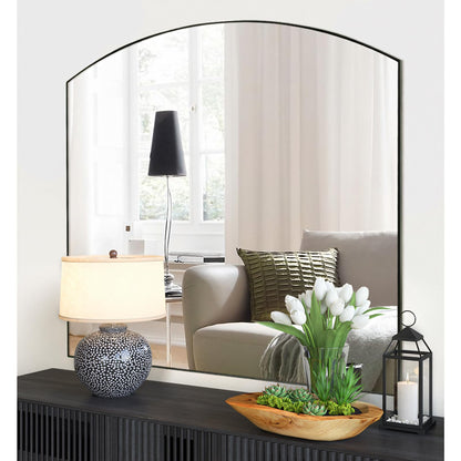 GIFTTROVE Matte Black Arched Window Mirror, 36" Metal Frame Decorative Wall Mirror, Windowpine Mirrors for Living Room, Bedroom, Entryway