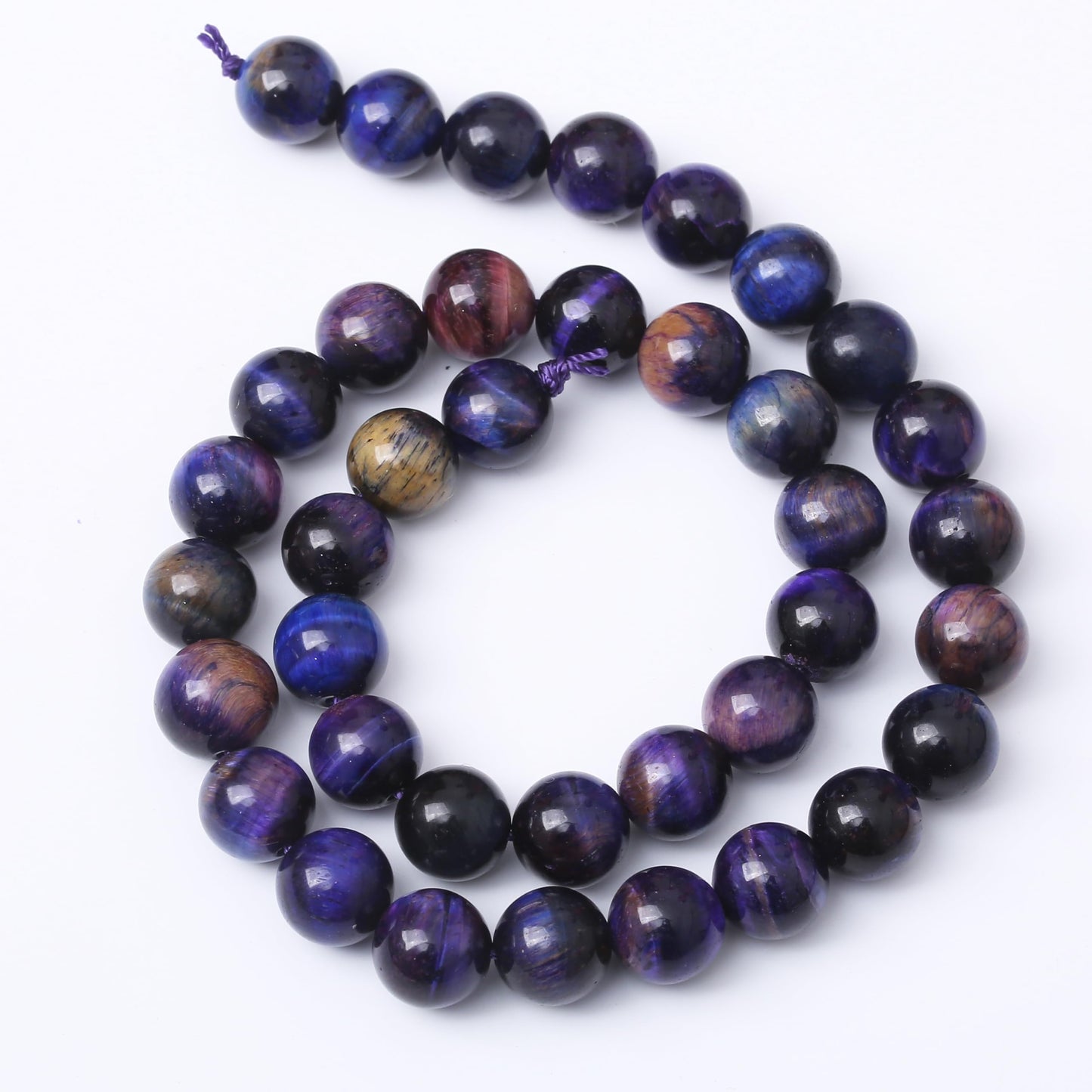 Natural Starry Blue Tiger Eyes Stone Beads Gemstone Round Crystal Energy Jade Beads Stone Beads for Jewelry Making DIY Bracelet Necklace Jewelry Making 1 Strand 15.5inch 35PCS 10MM