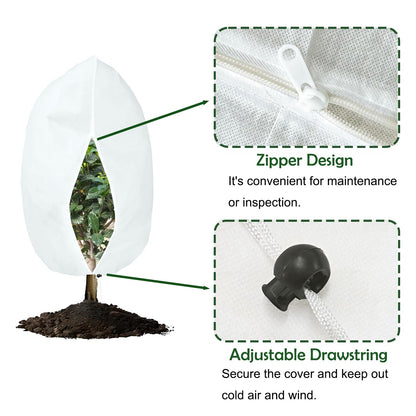 NICOLEKAY 5-Pack Plant Covers Freeze Protection, Drawstring Tree Cover, Winter Freeze Plant Protection, Tree Jacket Frost Blanket for Outdoor Plants, 23.6" x 31.5"