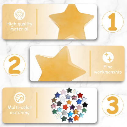 QINJIEJIE 20 PCS Citrine Crystals Star Stone Healing Crystal Set Mini Crystal Bulk Polished Stone Star Gemstones Wholesale for Meditation Energy Balancing Crystal Gifts Stocking Stuffers for Women