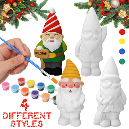 Barydat 4 Sets Spring Ceramic Gnomes to Paint Ready to Paint Your Own Gnome with Brush 5 Inches Arts Crafts for Adults Xmas DIY Figurines Kit