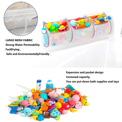 Ligereza Bathtub Toy Holder，Prevent Spots，Bath Toy Storage Bath Toys for Kids Ages 4-8 30“x8.7”Mesh Bath Toy Holder，let Baby Bath Toys Quick Drying