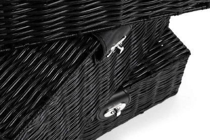 Homepeaz Set of 3 Woven Wicker Storage Basket Box with Lids & Lock, Built-in Carry Handles, Multifunctional Storage Organizer for Nursery, Baby, Clothes, Toys, Books, Large/Medium/Small Size (Black)
