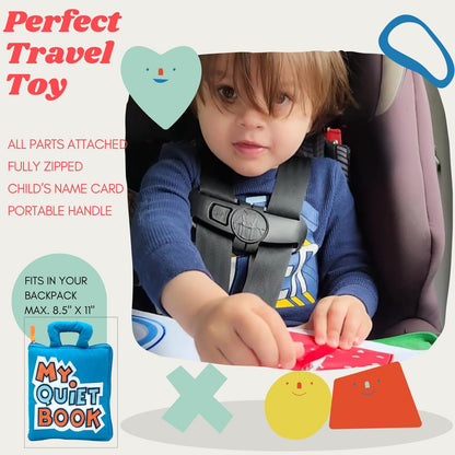 BAVY My Quiet Book - Toddler Travel Car Plane Airplane - All Parts Attached - Activity Montessori Board Book, Travel Toys for Toddlers 1-3, Gifts for 1 2 3 4 Year Old Girl, Birthday Gifts Toys Age 2-4
