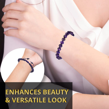 ANAYA AGATE Healing Crystal Bracelet – Chic Gemstone Bracelet for Men and Women – 8mm Round Bead Bracelets for Spiritual Healing, Protection, Positive Energy - Amethyst