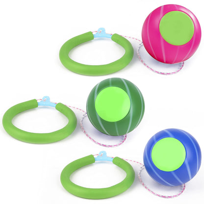 PROLOSO Skip Ball Sports Swing Balls Set Ankle Toy for Kids Adults, Pack of 3