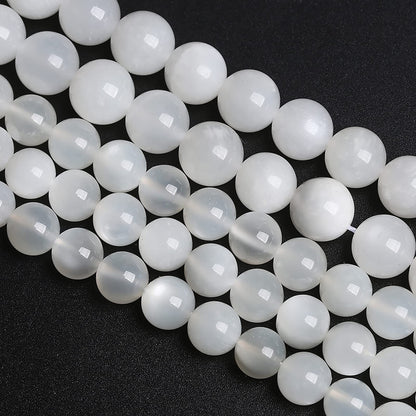 8MM 45PCS Natural White Moonstone Gemstone AAA Grade Crystal Spacer Loose Beads for Jewelry Making DIY Bracelet 15 Inches 1 Strand