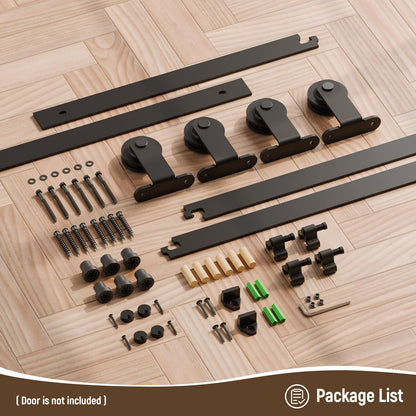 CCJH 11FT Sliding Barn Door Hardware Kit, Heavy Duty, Smoothly and Silently, Easy to Install, Fit 33" Width Double Door Panel, T-Shaped Style Black