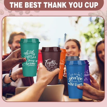 Pickmesh 15 Pcs Employee Appreciation Gifts Bulk 16 oz Administrative Professional Appreciation Plastic Tumbler Inspirational Team Gifts Reusable Coffee Cups for Coworker Teacher (Colorful)