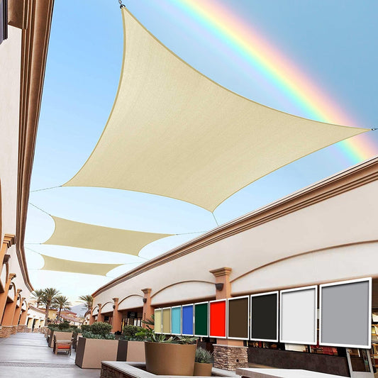 Royal Shade 8' x 16' Beige Rectangle Sun Shade Sail RS-SLR, UPF50+ 95% UV Blockage, 200GSM Commercial Standard Heavy Duty, Water & Air Permeable Canopy Mesh Fabric for Patio (We Make Custom Sizes)