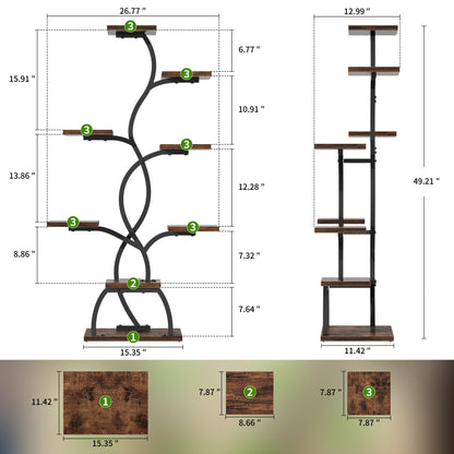 EVAWOO Plant Stand Indoor with Grow Light - 8 Tiered Plant Shelf Indoor, Corner Plant Stand, 49" Tall Plant Shelf with Lights for Indoor Growing, Lighted Flower Holder for Living Room, Balcony, Black