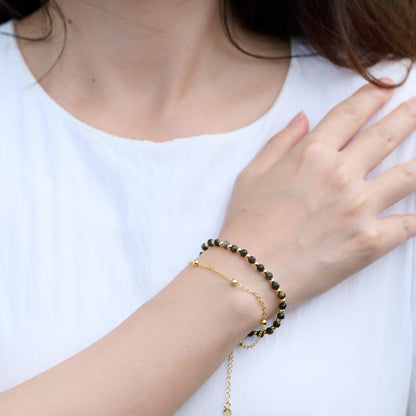 Farfume Golden Obsidian Crystal Bracelet Beaded Bracelets for Women 4mm Natural Stone Beads Gemstone Handmade Jewelry Valentine's Day Gifts