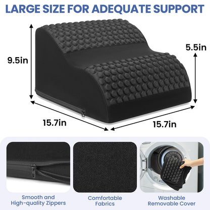 Foot Rest for Under Desk at Work, 3-Tier Foot Stool with Massage Dots and Thick High-Density Foam, Ergonomic Footrest with Washable Cover for Home and Office, Back, Legs & Hip Pain Relief, Black