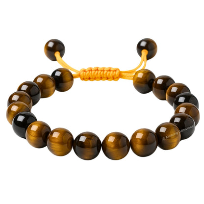 Amazing Gemstone Tiger Eye Bracelet for Women Men's Gifts - Protection Healing Crystal Bracelet - 8mm Gemstone Beaded Adjustable Bracelet