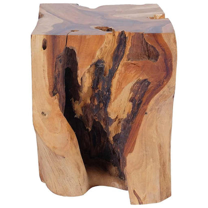 Tidyard Handmade Teak Wooden Stool with Rustic Charm, Unique Footrest or Side Table for Living Room 30 x 30 x 40 cm