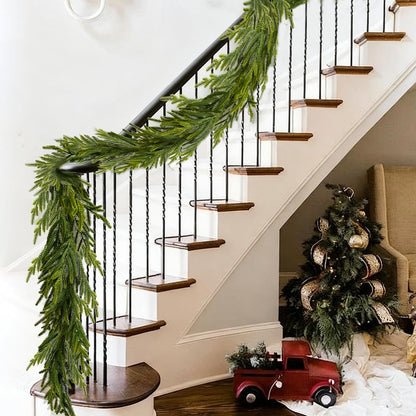 6FT Christmas Garland Norfolk Pine Garland Real Touch Faux Greenery Cedar Garlands for Mantle,Table,Wall,Christmas Decorations Indoor Outdoor