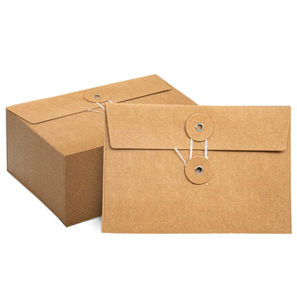 40 Pcs Kraft Paper Envelopes with String Tie Closure Project Pockets Document Organizer for Office Folder Booklet Bag, 4.53 x 6.7 inches (Brown)