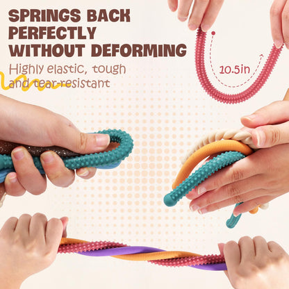 Fidget Sensory Autism Toys Kids - Textured Stretchy Strings for Adults ADHD Children Stress, Flexible & Durable Quiet Fidgets for Classroom Office, Easter Stuffers Gifts Teens Boys Girls