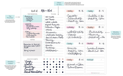 bloom daily planners Horizontal Weekly To Do List Notepad with 60 Undated Sheets - Weekly Desk Planner or Chore Pad with Priorities & Habit Tracker - 8.5” x 11” - Pastel