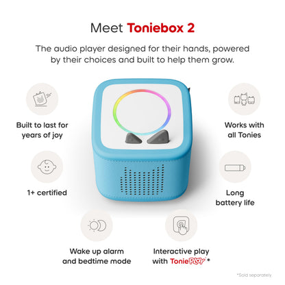 Toniebox 2 Audio Player PAW Patrol Bundle for Kids 3+ with Chase, Marshall, Skye, and Liberty - Sky Blue