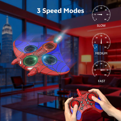 RC Plane Spider Toys for Kids, 2.4Hz 3.5CH Foam Remote Control Airplane with Altitude Hold, One Button Takeoff/Landing, 360° Stunt Flips, LED Lights, Ideal Gift for Kids, Boys & Girls Beginners