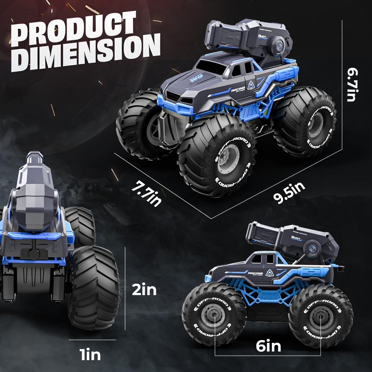BEZGAR 1:16 Monster Truck Toys Remote Control Car Amphibious RC Cars Pickup Boat with Shooting Water Gun - 4WD Waterproof All-terrian Off-Road Vehicles Gifts for Kids Boys Age 6-12