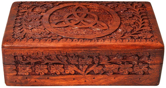 Ajuny Handmade Antique Wooden Jewelry Box | Hand carved Multipurpose Keepsake Rosewood Storage Ladies Retro Travel Mini Organizer | Vintage Decorative Chest Trinket Holder Gift (8x5x2.5 Inch)