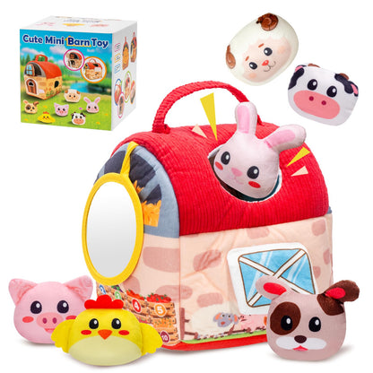 PADONISE Baby Toys 6-12 Months, Montessori Sensory Newborn Toys, Stuffed Farm Animals with Rattle, Mirror, Crinkle Paper, Gift for 6-12 12-18 Months 1-3 Year Old Toddlers Boys Halloween Girls