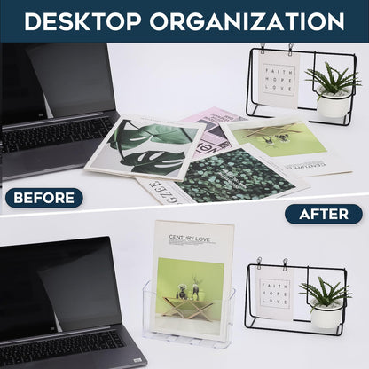 xydstay Acrylic Brochure Holder 8.5x11 Inches Slant Back Design, Clear Display Stand, Plastic Table Stand Sign Holder,Pamphlet Holder Flyer Holder, Acrylic Display Stand,for Office, Home, Store, 2 Pack
