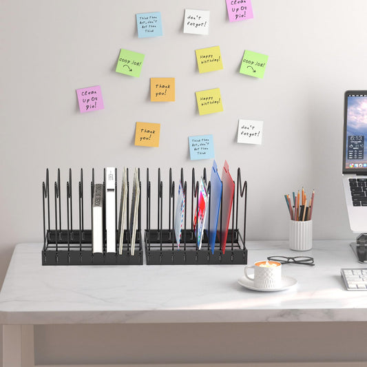 TOPCJ File Organizer for Desk,Clipboard Stand,Wire Caddy,Chopping Board Organizer,File Folder Holder/Rack,File Sorter,Desktop Record Holder,8 Sections Storage,Anti-Scratch/Rusty,Stable,Adjustable