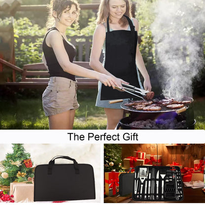 30PCS Portable Grilling Accessories Kit,BBQ Accessories Set with Storage Bag,Stainless Steel Barbecue Tool Set with Apron, for Outdoor,Camping,Backyard Grill Accessories Sets,Man Best Barbecue Gift