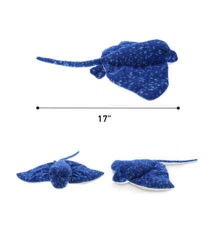 DolliBu Spotted Blue Stingray Plush - Super Soft Stuffed Animal Stingray Toy, Wild Collection Ocean Plush Gift for Kids and Adults, Cute Sea Creature Stuffed Ray - 17 Inches