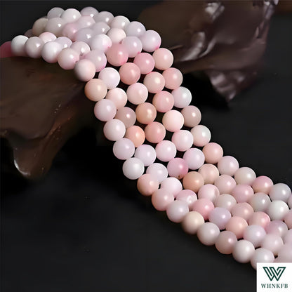 WHNKFB 6mm 100PCS Natural Pink Opal Round Beads, Rose Quartz-Like Loose Gemstone Beads for Jewelry Making Craft - 4mm 6mm 8mm 10mm Options with Free Elastic Cord