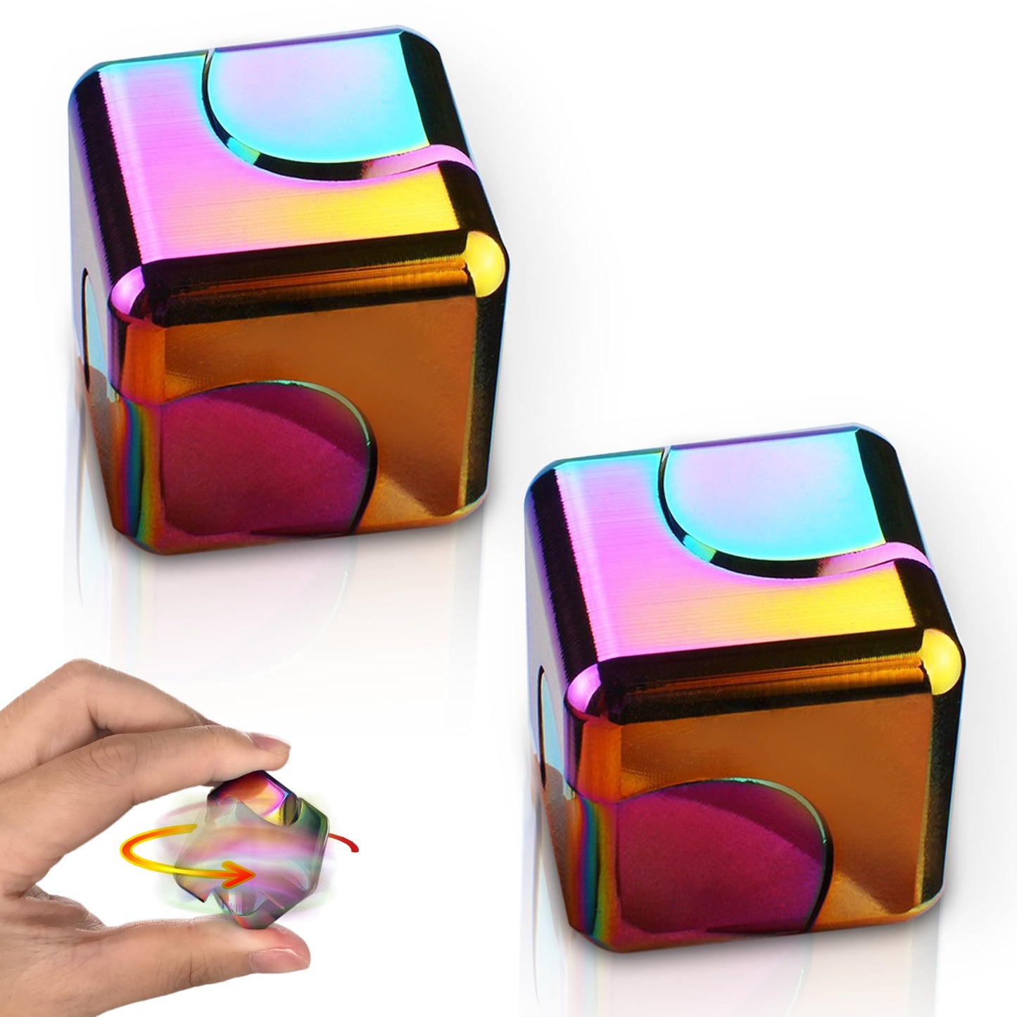 2 Pc Fidget Spinner Toys Cube Adults, Easter Basket Stuffers for Teens Metal EDC Cool Desk Gadgets Office Toys Small Anxiety Figette Sensory Toy, ADHD Tool Fingears Figet Stress Valentine Gift For Boy
