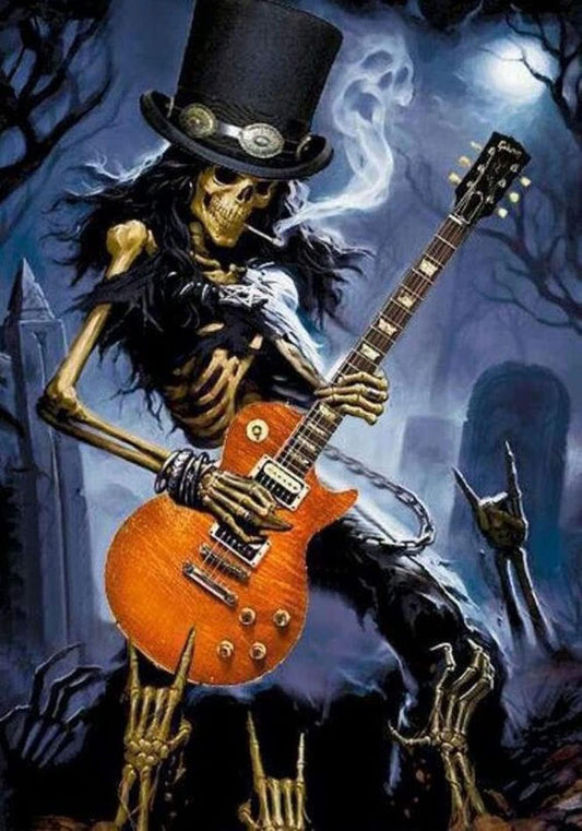 YIMORE Skull Guitar 14x20 Inches 5D DIY Diamond Art Painting Kits Full Round Drill for Home Wall Decor