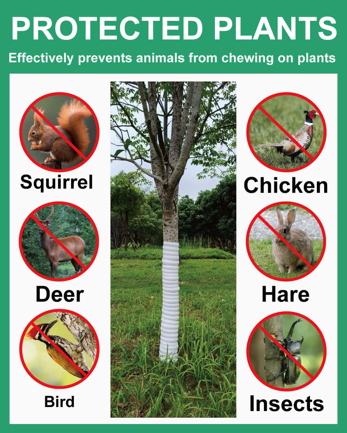8 Pcs Tree Trunk Protector - Two Sizes Spiral Tree Guard with Free Cut-Resistant Gloves, Plastic Tree Bark Protector for Saplings/Fruit Trees, Anti-Deer/Squirrel/Animal Tree Protection for Garden Yard
